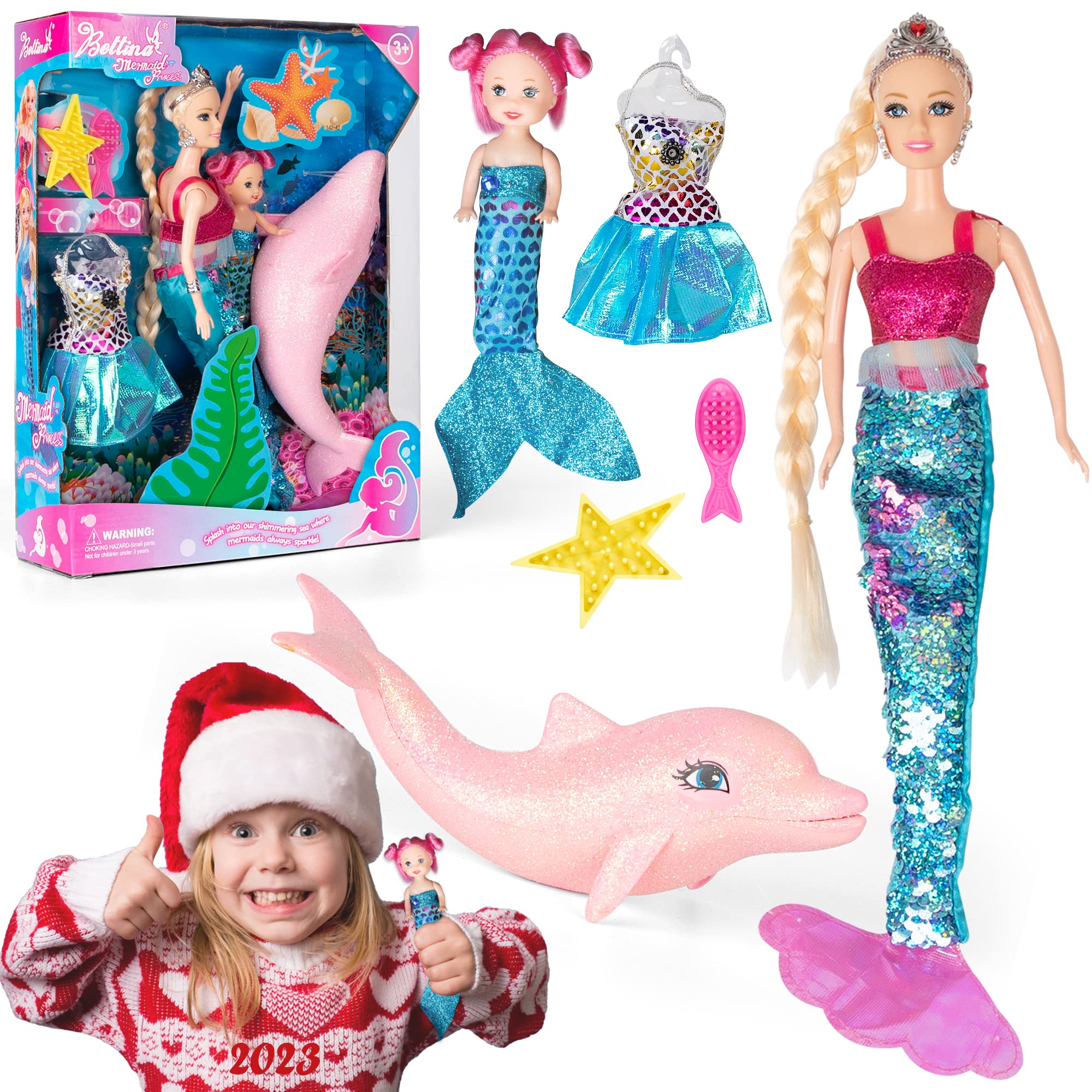 2023 Mermaid Princess Doll Playset, Color Changing Mermaid Tail by Reversing Squins, 12