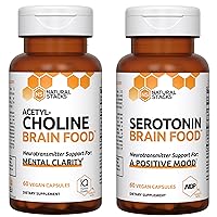 NATURAL STACKS Acetylcholine & Serotonin Brain Food Bundle - Promotes a Positive Mood & Clear Thinking - 120 Capsules