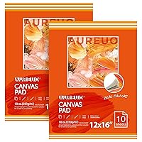 AUREUO Canvas Pad for Painting 10 Sheets, 10 Oz. - 12x16 Inch, 2 Pack - Triple Primed Glue Bound Cotton Canvas Paper for Oil and Acrylic Paints Art Supply for Mixed Media Painting