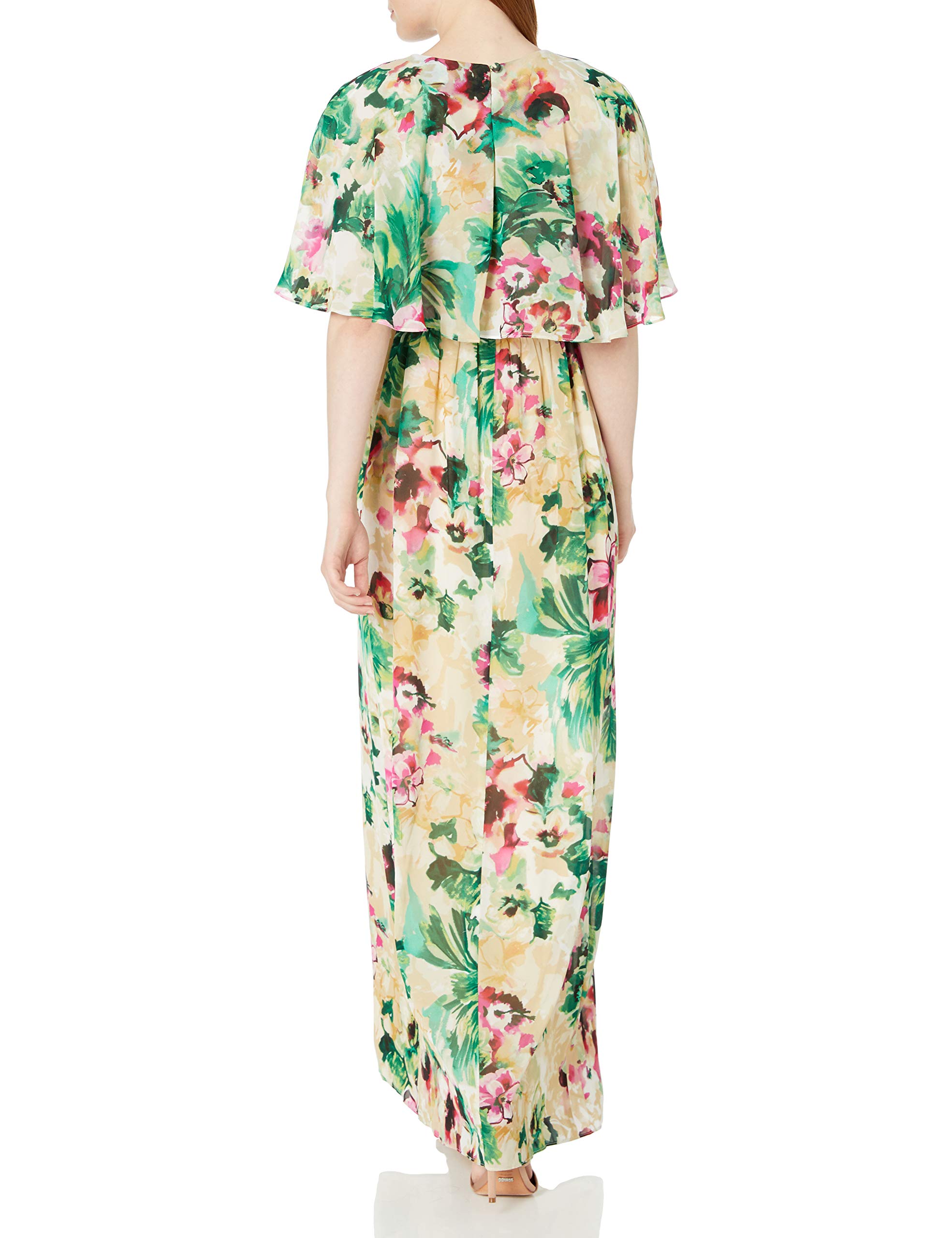 Chetta B Women's Floral Flutter Sleeve Maxi Dress