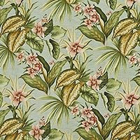 C426 Green Blue and Red Floral Outdoor Indoor Marine Upholstery Fabric by The Yard
