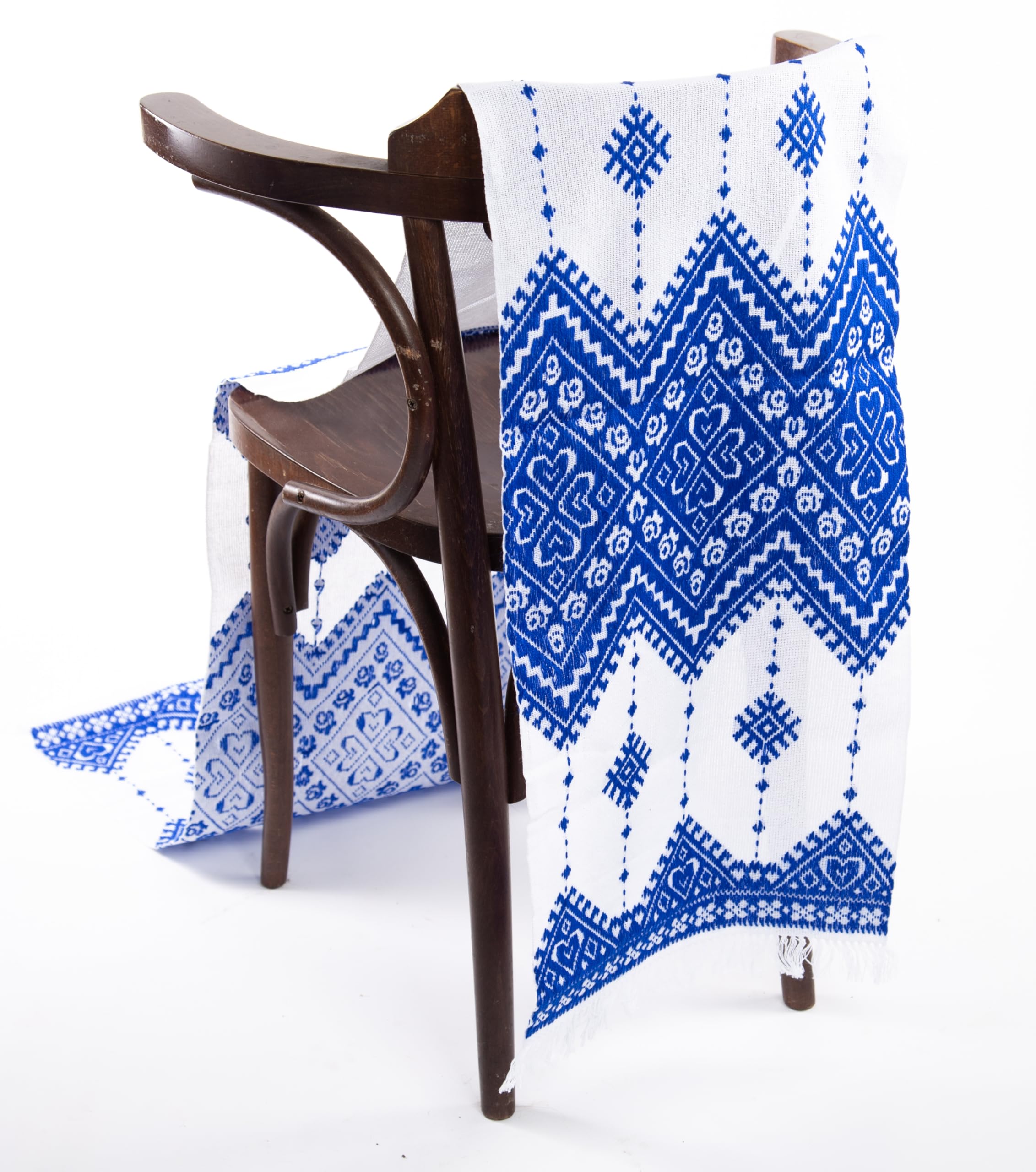 Rushnichok Ukrainian RUSHNYK Hand Embroidered Towel White Blue Wedding Decor 190 x 33 cm