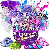 GirlZone Egg Surprise Galaxy Slime Kit for Girls, 41 Pieces to Make Glow in The Dark Slime, DIY Slime with Glitter, Fun Slime Kits for Girls 10-12
