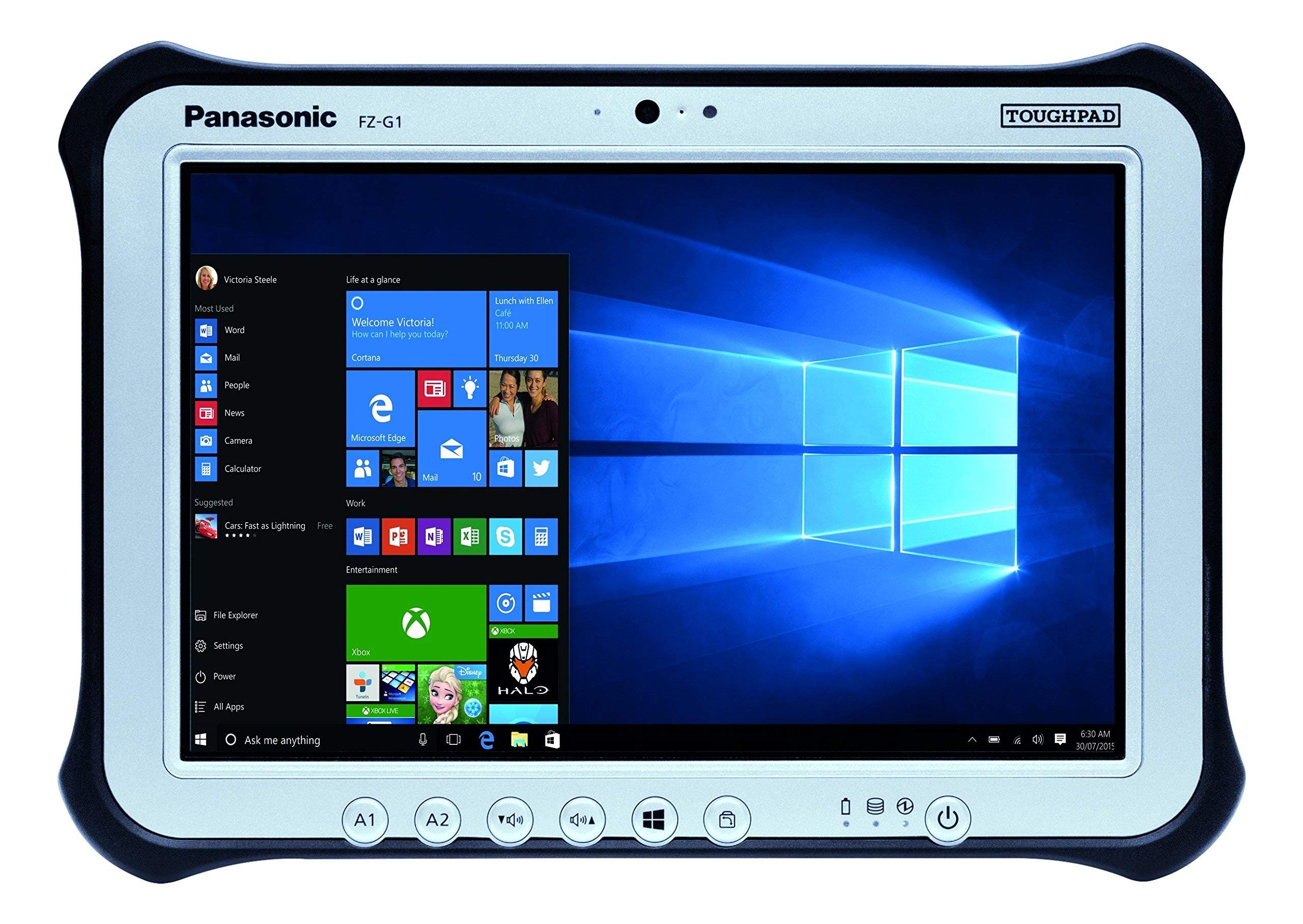 Panasonic Toughpad G1, FZ-G1 MK3, Core i5-5300U 2.30GHz, 10.1 WUXGA Multi Touch + Digitizer, 8GB, 128GB SSD, WiFi, Bluetooth, 4G LTE, Dual Pass, 2D Barcode Laser, 2 Cameras, Windows 10 Pro (Renewed)
