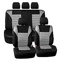 FH Group Full Set 3D Air Mesh Car Seat Covers - Universal Fit, Low Back Seat Cover, Airbag Compatible, Split Bench Rear Seat, Washable Seat Cover for SUV, Sedan, Gray
