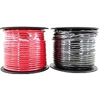 GS Power 14 Gauge Copper Clad Aluminum CCA Flexible Low Voltage Primary Wire in 100 ft Roll Red Black Combo (200 Ft Total) for Car Audio Video 12 V Trailer Harness Wiring (Also Available in 16 Guage)