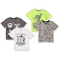 Disney | Marvel | Star Wars Boys and Toddlers' Short-Sleeve V-Neck T-Shirts, Pack of 4
