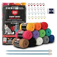 Red Heart Super Saver Super Yarn Knit Kit with Accessories for Crochet & Knitting & Amigurumi Projects