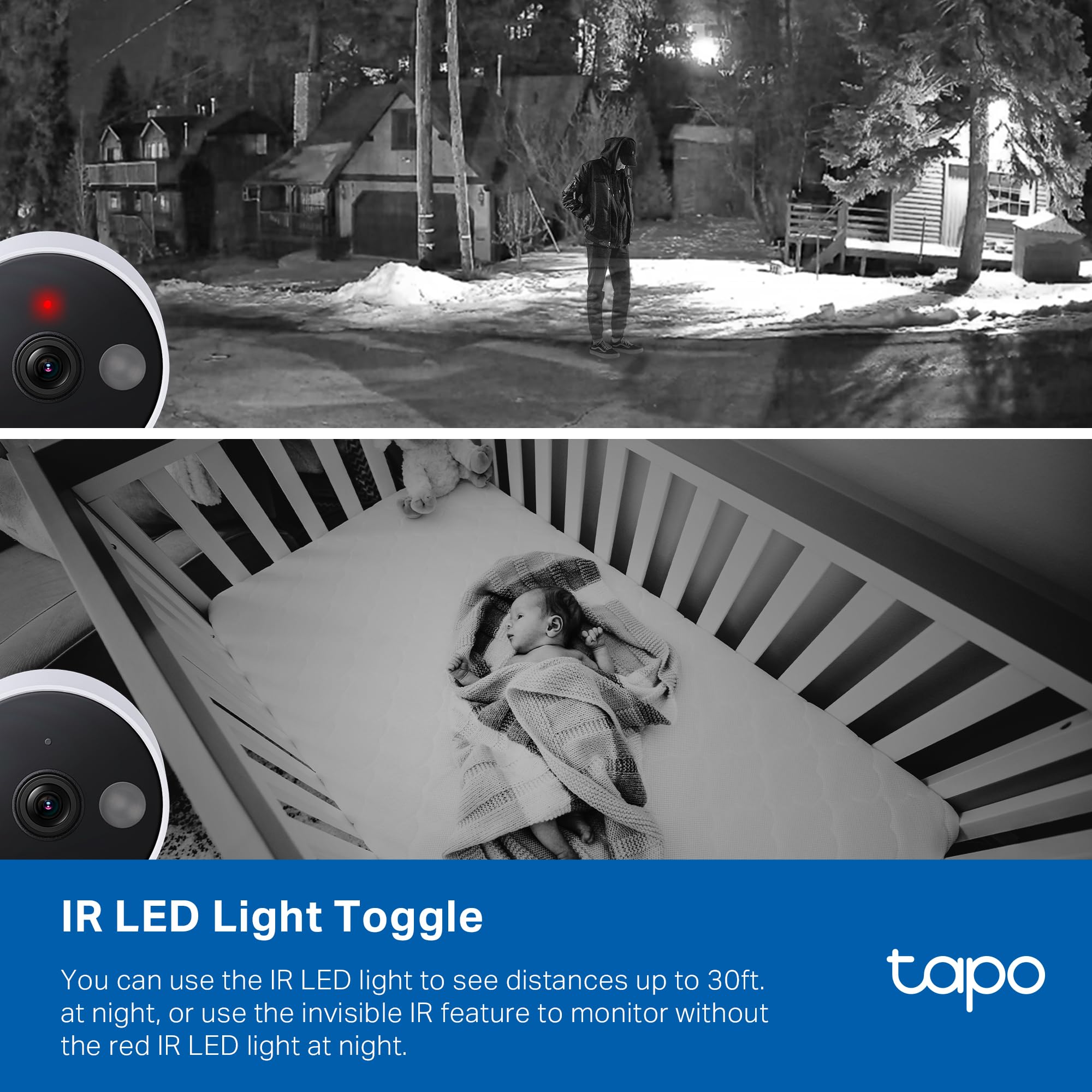 Tapo 2K QHD Security Camera, Indoor/Outdoor, Color Night Vision, Free Person/Pet/Vehicle Detection, Invisible IR Mode for Pet & Baby Monitor, 2-Way Audio, Local & Cloud Storage, 2.4G Wi-Fi (Tapo C120)
