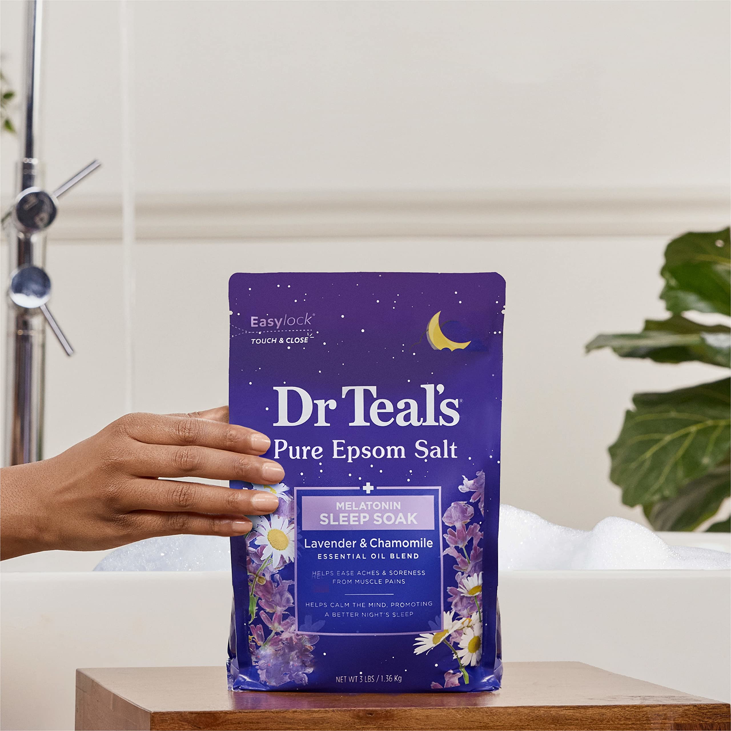 Dr Teal's Pure Epsom Salt Melatonin Sleep Soak with Essential Oil Blend, 3 lbs (Packaging May Vary)