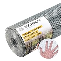 48in x 50ft Hardware Cloth 1/2 inch 19Ga Hot Dipped Galvanized After Welding, Chicken Coop Wire Fence, Garden Plant Welded Metal Wire Fencing Roll Mesh, Poultry Animal Netting Cage Screen