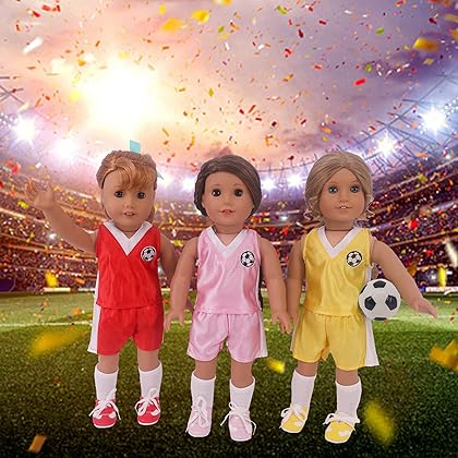 ZWSISU 7 PCS 18 Inch Doll Clothes Fashion Accessories Including Clothes, Shoes, Socks, Hat, Backpack, and a Ball for 18 Inch Doll&43CM Reborn Baby New Born Doll (Red) Not Include Doll