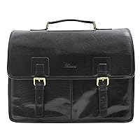 Mens Leather Briefcase Cross Body Organiser Messenger Bag Buckerell Black