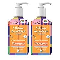 Oil-Free Acne Fighting Facial Cleanser, 2% Salicylic Acid Acne Treatment, Daily OilFree Acne Face Wash, Special Care with Pride Packaging, Value Two Pack, 9.1 Fl