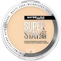 Maybelline Super Stay Up to 24HR Hybrid Powder-Foundation, Medium-to-Full Coverage Makeup, Matte Finish, 118, 1 Count
