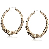 Metal Hoops Women's Bamboo Hoop Earrings, Gold, One Size