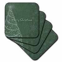 3dRose CST_28139_3 Pine Green Christmas Tree-Ceramic Tile Coasters, Set of 4