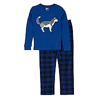 Leveret Kids & Toddler Pajamas Boys Girls 2 Piece Pjs Set Cotton Top & Fleece Pants Sleepwear (2-14 Years)
