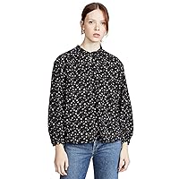cupcakes and cashmere Women's Victoria Ditsy Floral Peasant Top with Ruffle Neck