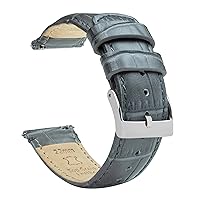 22mm Smoke Grey - Long - BARTON Alligator Grain - Quick Release Leather Watch Bands
