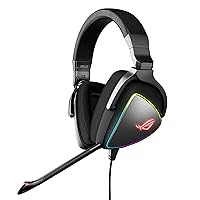 Gaming Headset ROG DELTA | Headset with Mic and Hi-Res ESS Quad-DAC | Compatible Gaming Headphones for PC, Mac, PS4, Xbox One | Aura Sync RGB Lighting,Black