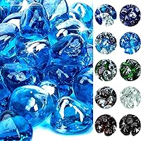 onlyfire 10-Pounds Fire Glass Diamonds for Propane Fire Pit, 1 Inch Reflective Firepit Glass Rocks Stones for Gas Fireplace and Fire Pit Table, Caribbean Blue Luster