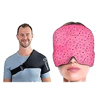 TheraICE Shoulder Ice Pack Wrap, Reusable Ice Pack for Rotator Cuff & Shoulder Pain Relief + TheraICE Migraine Relief Cap