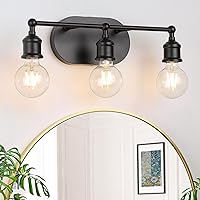 MAXvolador Bathroom Light Fixtures, 3-Light Black Vanity Light, Vintage Wall Sconce Lighting, Modern Wall Light Vanity Light, E26 Base Porch Wall Lamp