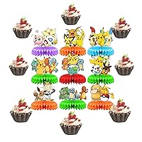 9Pcs Cartoon Theme Honeycomb Centerpieces Birthday Party Supplies, Anime Cupcake Toppers Decorations for Birthday Party, Cartoon Cake Toppers Photo Booth Props Anime Figures Birthday Decorations