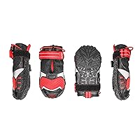 Kurgo Blaze Cross Dog Shoes - Winter Boots for Dogs, All Season Paw Protectors - for Hot Pavement and Snow - Water Resistant, Reflective, No Slip - Includes 4 Shoes - Chili Red/Black - XXS
