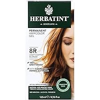 Herbatint Permanent Haircolor Gel, 8R Light Copper Blonde, Alcohol Free, Vegan, 100% Grey Coverage - 4.56 oz