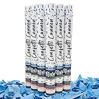 Biodegradable Blue Confetti Poppers, Safe, Colorful Cannons for Birthdays, Weddings, Anniversaries, and More, Easy to Use, Memorable Photos (6 Pack (18 Inch), Blue)
