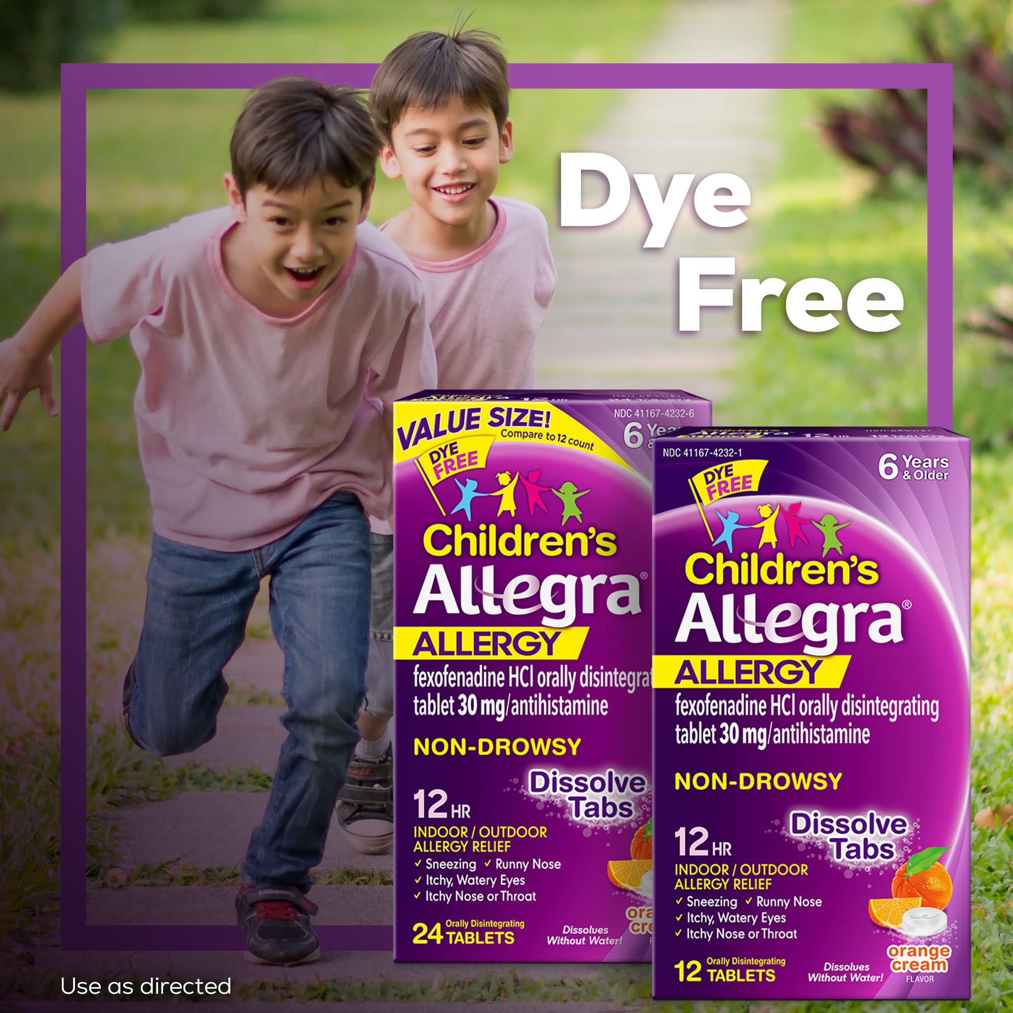 Allegra Children's 12HR Orange Cream Tablets, 12 Count, Non-Drowsy Antihistamine for Kids