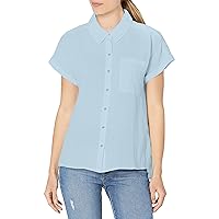 Calvin Klein Women's S/S Bttn FRNT W/Cllr Blouse