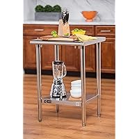 TRINITY EcoStorage Heavy Duty Stainless Steel Kitchen Prep Table with Adjustable Shelf for Commercial and Industrial Use, NSF Certified, 200 lb Capacity, 24”W x 24”D x 35”H