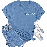 Mama T-Shirt for Women Mom Life Letter Print T Shirt Funny Mama Graphic Tee Casual Basic Shirt Top