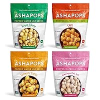 AshaPops Variety Pack Popped Water Lily Seeds - Gluten Free | Vegan | Paleo | Kosher OU| Soy Free | 1 oz | (Pack of 4 Bags)