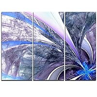 Designart MT12000-3P Bright Blue Fractal Flower Design Modern Floral Metal Wall Art (3 Piece), 28'' H x 36'' W x 1'' D 3P, Black