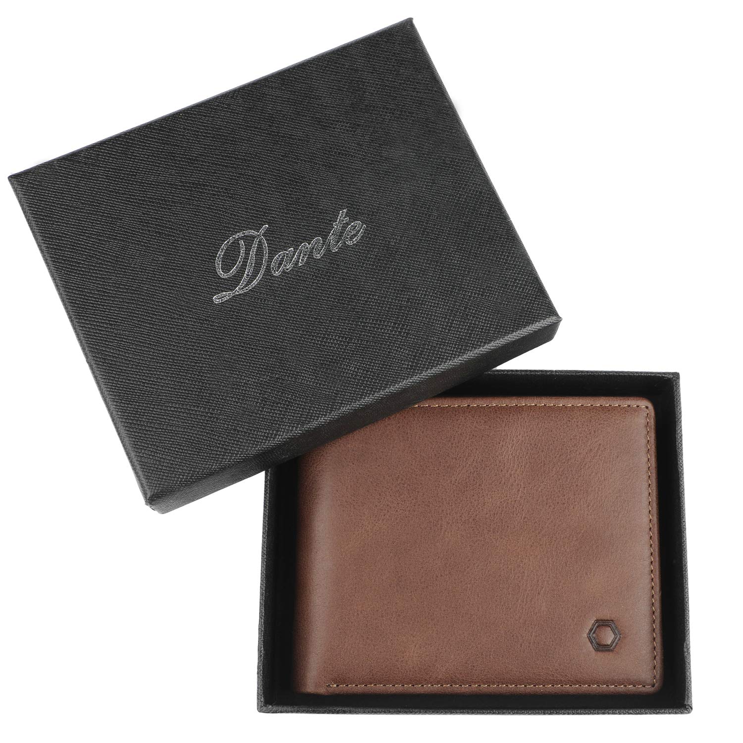 RFID Blocking Cowhide Leather Bifold Wallet for Men with 2 ID Windows