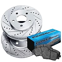 PowerSport Front Brakes and Rotors Kit |Front Brake Pads| Brake Rotors and Pads| Semi Metallic Brake Pads and Rotors |fits 2002-2007 Jeep Liberty