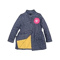 Kidsy Girls Denim-Looking Stand-Up Collar Jacket – Peruvian Cotton, Long Sleeve