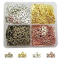 Number Charm 2025 New Year Pendant Bracelet Earring Keychain Jewelry Making Crafts Mix Metal Alloy 200 pcs Set 14x9mm