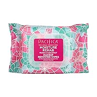 Beauty, Moisture Rehab Makeup Removing Wipes, Daily Cleansing, Rose, Coconut Water, Calendula, Aloe, Clean Skin Care, Plant Fiber Facial Towelettes, 30 Count, Vegan & Cruelty Free