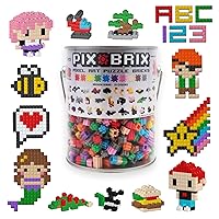 Pix Brix Pixel Art Puzzle Bricks Bucket – 1,500 Piece Pixel Art Kit with 10 Colors, Medium Palette – Patented Interlocking Building Bricks, Create 2D and 3D Builds – Stem Toys, for Age 6 Plus