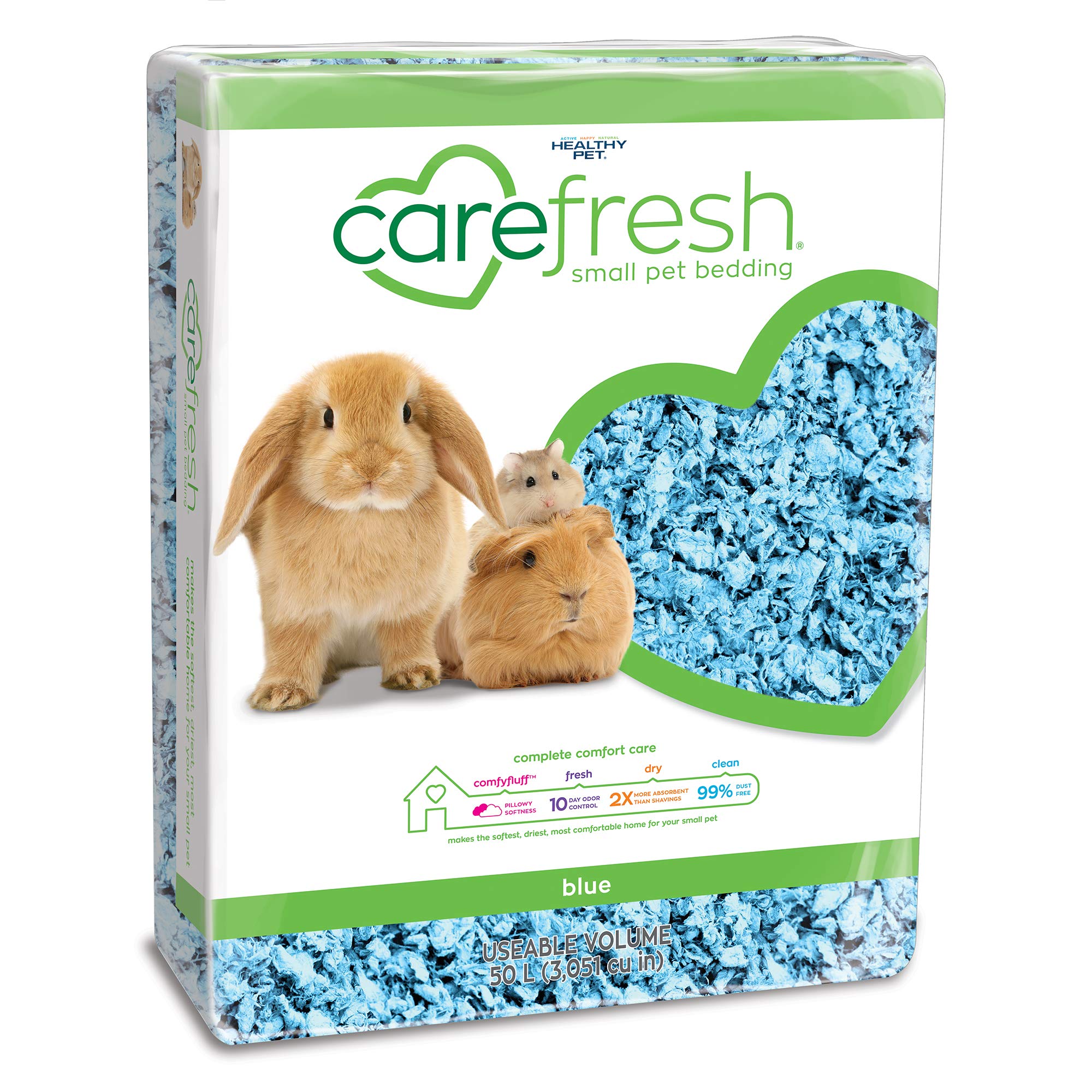 Carefresh 99% Dust-Free Blue Natural Paper Small Pet Bedding with Odor Control, 50 L