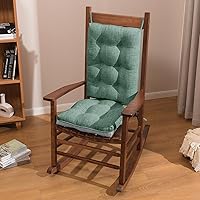Basic Beyond Rocking Chair Cushions Set of 2, Porch Rocker Cushions for Wooden Rocking Chairs Outdoor with Thick Padding, Back Cushion with Ties, Tufted Seat Cushion with Non-Slip Backing(Green)