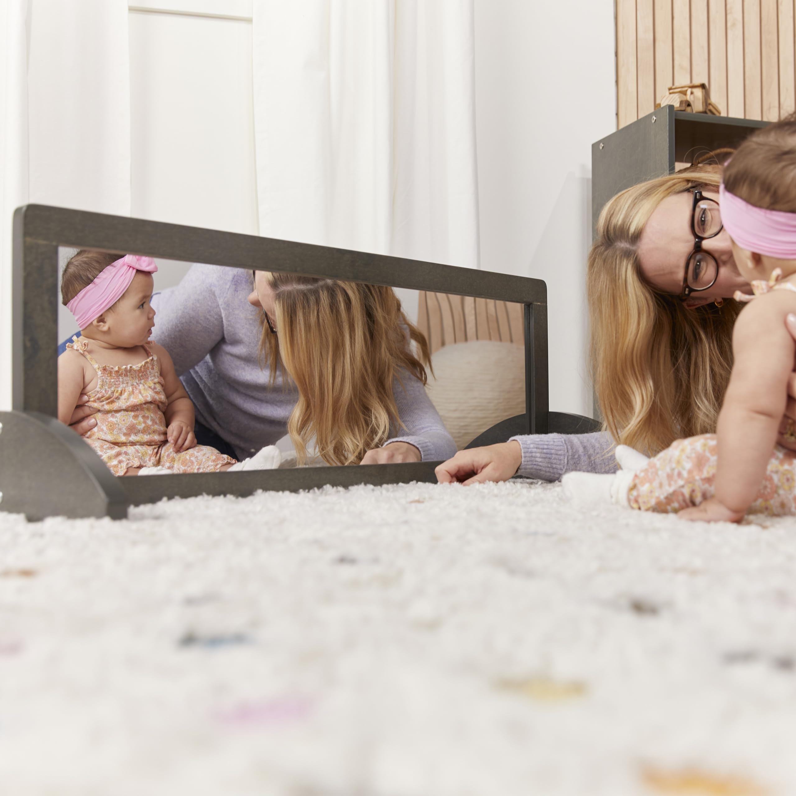 ECR4Kids Toddler Single-Sided Bi-Directional Mirror, Kids Furniture, Grey Wash