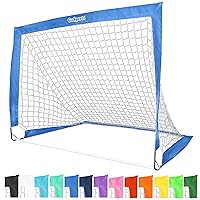 GoSports Team Tone 4 ft x 3 ft Portable Soccer Goal for Kids - Pop Up Net for Backyard - Royal Blue