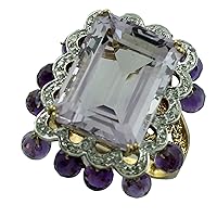 Amethyst Octagon Shape 7.79 Carat Natural Earth Mined Gemstone 14K Rose Gold Ring Unique Jewelry for Women & Men