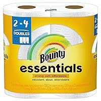 Essentials Select-A-Size Paper Towels, White, 2 Double Rolls = 4 Regular Rolls